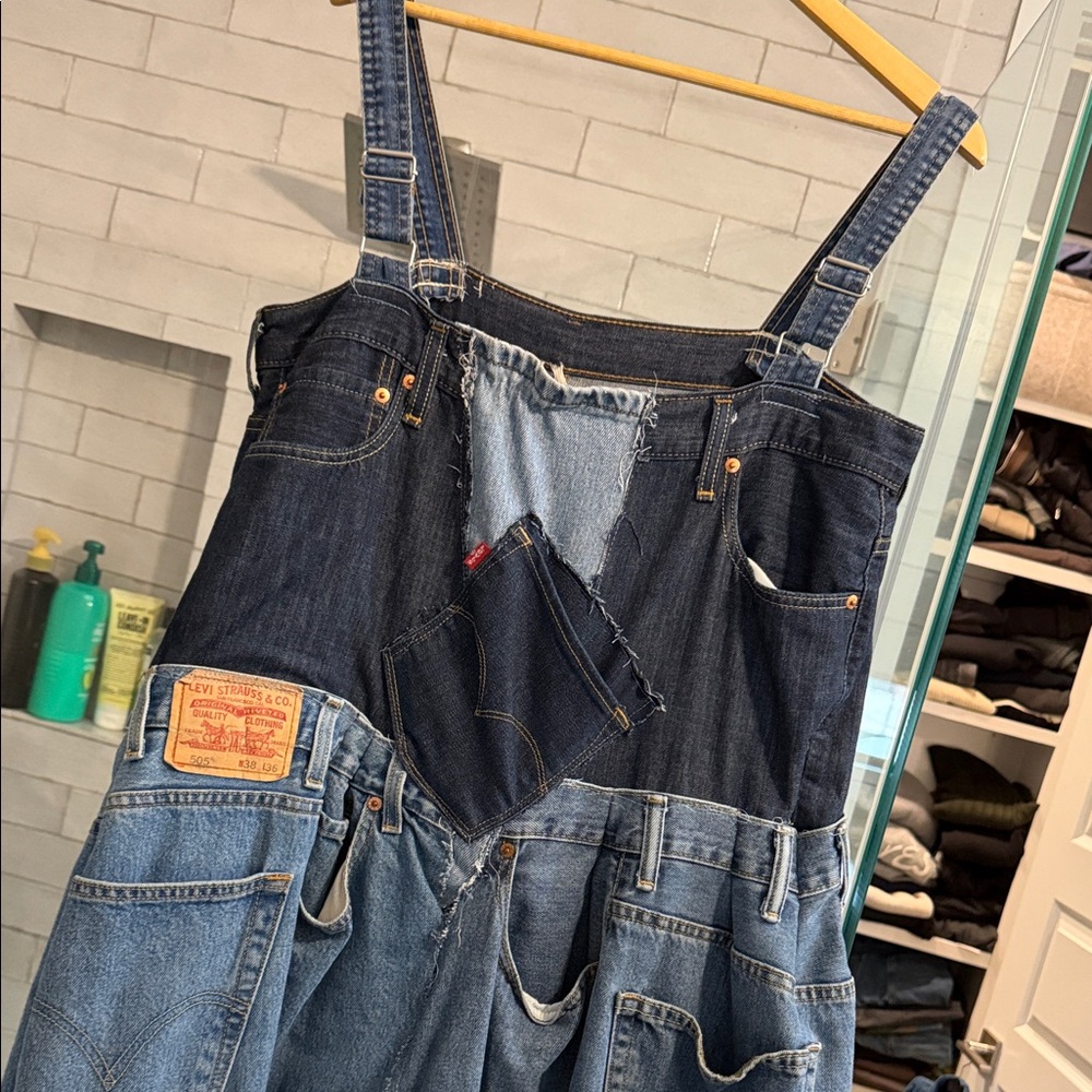 Patchwork Denim Overalls Maxi Dress - Blue - Picture 4 of 8